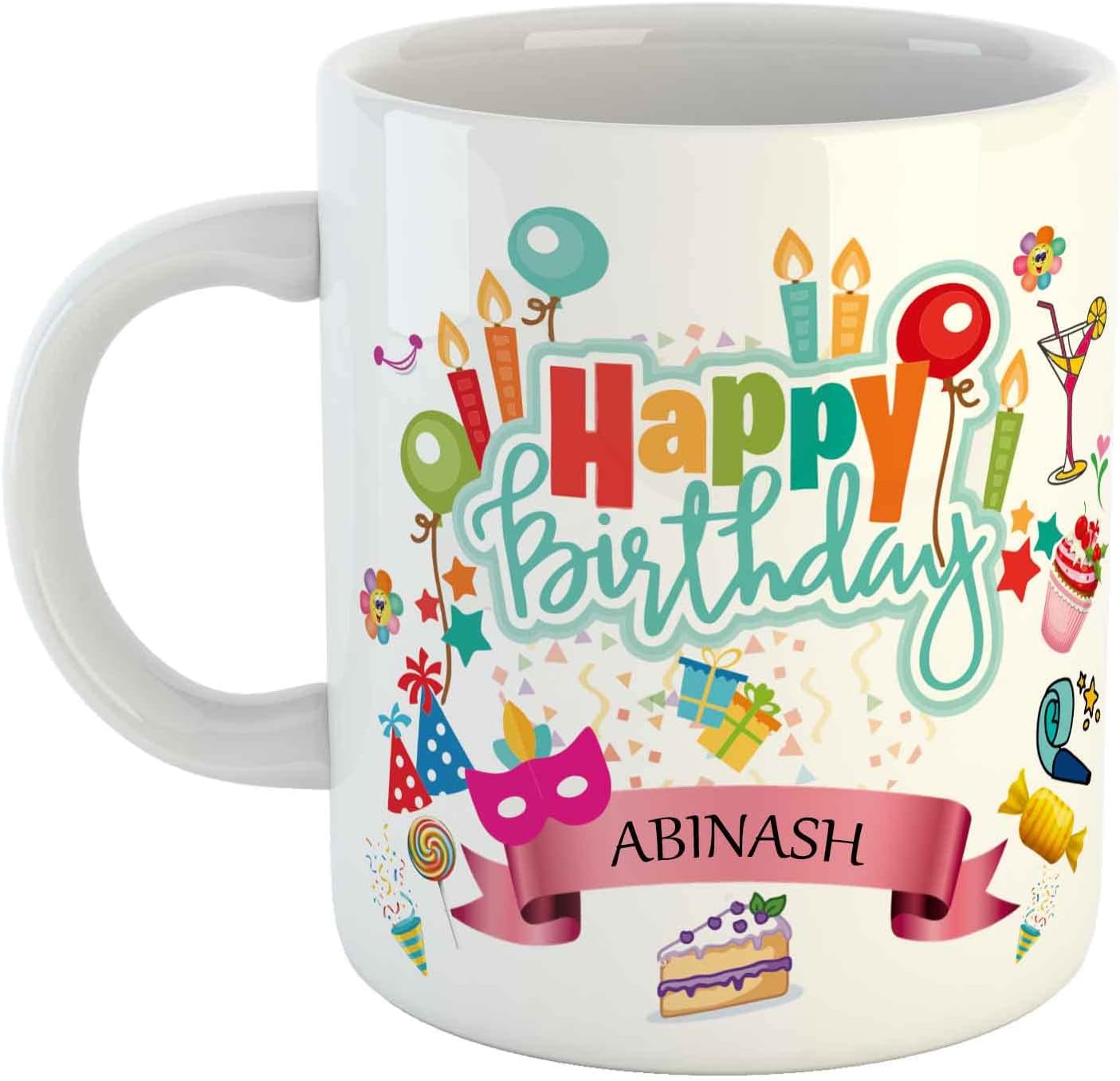 ARTBUG Happy Birthday Abinash Coffee Mug - Best Birthday Gift for Kids, Friends, Brother, Sister, Boy, Girl, Return Gift, Name -Abinash