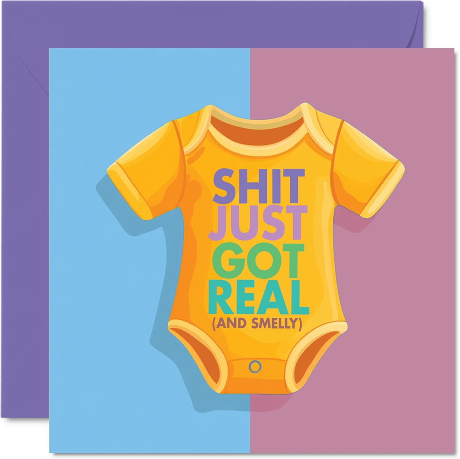New Baby Card - Just Got Real & Smelly - Congratulations Baby Girl Cards Newborn, Well Done Congrats New Baby Cards, Welcome To The World Home Gifts, 145mm x 145mm Baby Greeting Cards for Parents