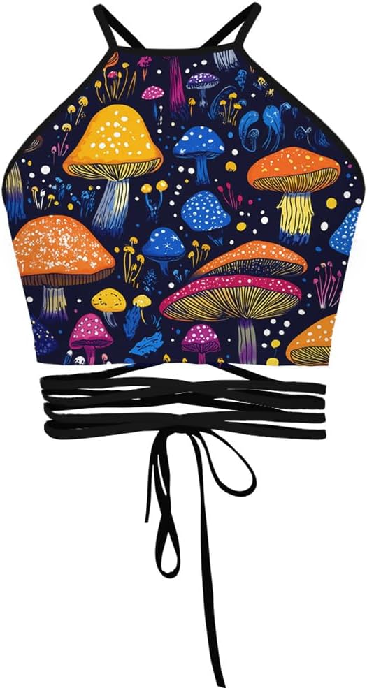 Sister Amy Women's Halter Cross Hollow Boho Bandage Tank Camis Crop Top Vest