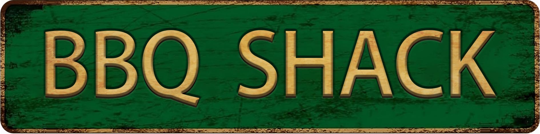 Vintage Metal Tin Sign BBQ SHACK 4x16 Inch,Street Sign for Home,Restaurant,Bar,Cafe,Garage - Retro Wall Decor Plaque
