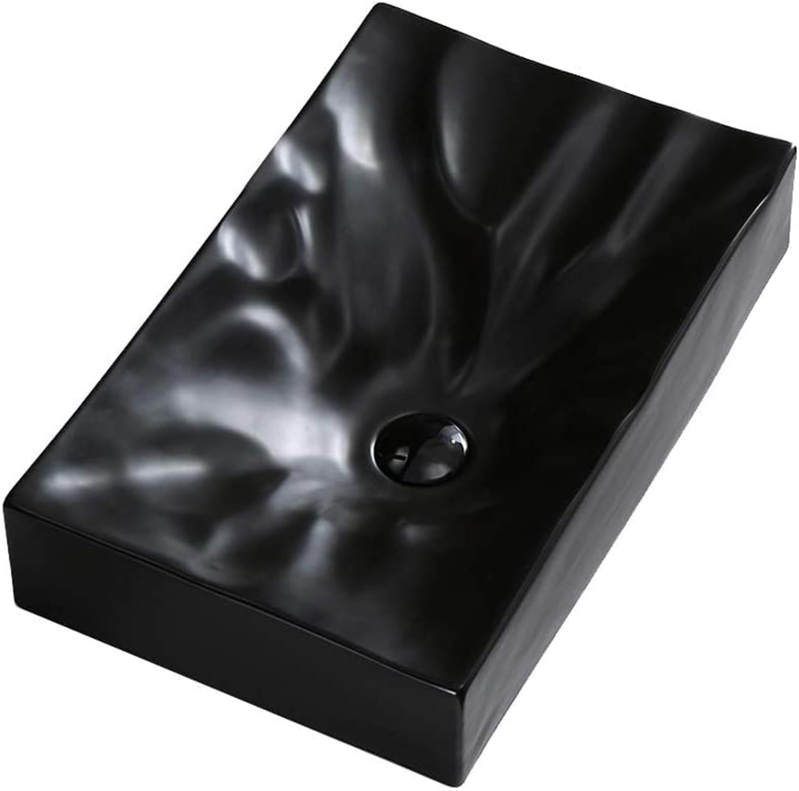 ASerZenith Bathroom Vessel Sink Ceramic Bathroom Sink Bathrooms Ceramic Wash Basin, Counter Top Mounted Rectangle Vessel Sink No Overflow Slot, Art Counter Basin For Cloakroom Bathroom(Black)