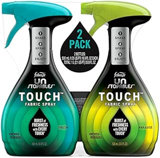 Febreze Fabric Spray, Unstopables Touch Fabric Refresher Spray, Odor Eliminator For Strong Odor, Fresh & Paradise, 16.9 Oz (2 Count)