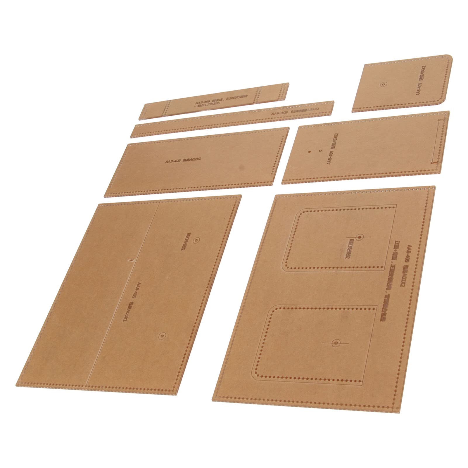 Plantilla acrílica para bolso de hombro de 7 piezas, plantillas de patrones de cuero profesionales para bricolaje, herramienta de corte precisa con puntos de costura, material