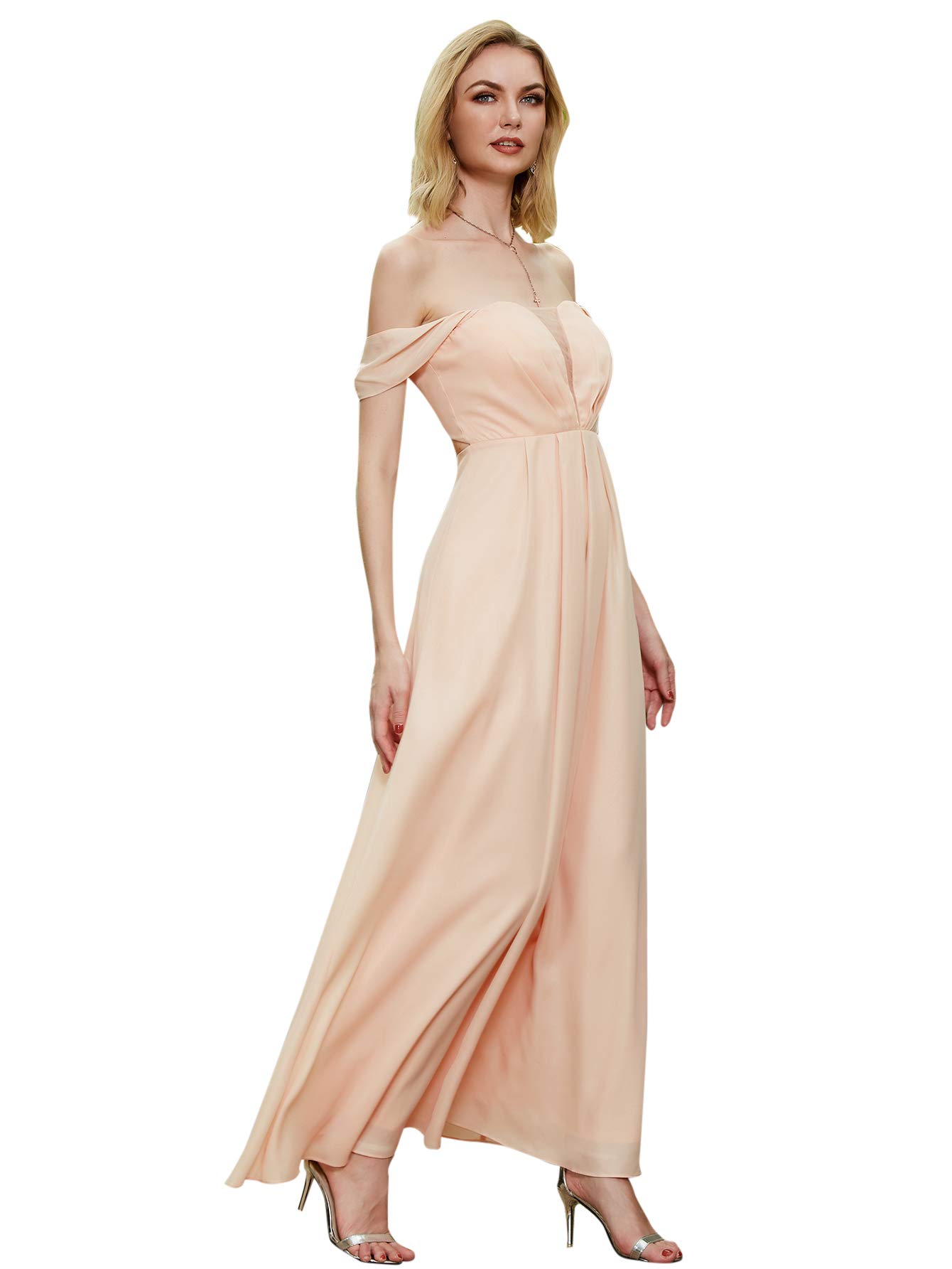 Angel-fashionsWomen's Off Shoulder Lace Up Ruched Dress