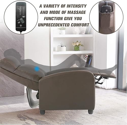 Miniatura 8 de Winback - Sofá individual reclinable moderno de cine en casa, silla de lectura, fácil descanso, con respaldo acolchado de piel sintética (marrón)