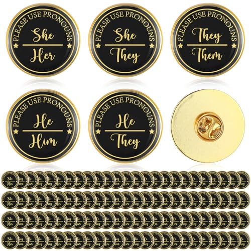 100 Pcs Pronoun Pins Gender Identity Pins Pride They Them She Her LGBTQ Bisexual Pansexual Lesbian Trans Pin for Pride Parade Festivals Shirts Clothes