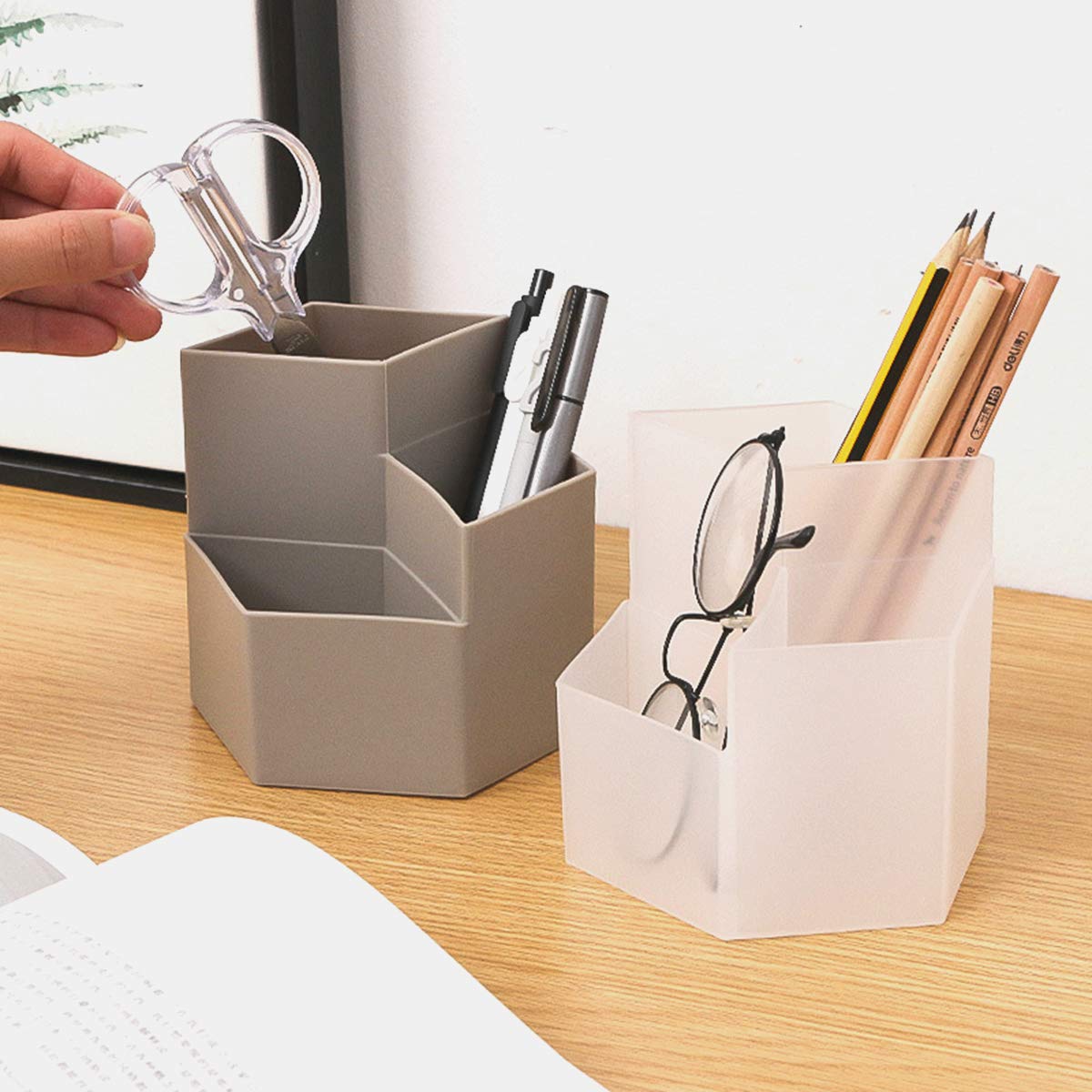 Potloodhouder voor briefpapier houder decoratie kantoor opslag organisator potlood beker om uw bureau netjes te houden (roze-potlood type), pak van 1