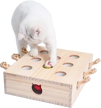 Amazon Cific モグラ叩き 木箱 猫じゃらし 知育 おもちゃ ペットグッズ 8穴 Cific 猫じゃらし 羽のおもちゃ 通販