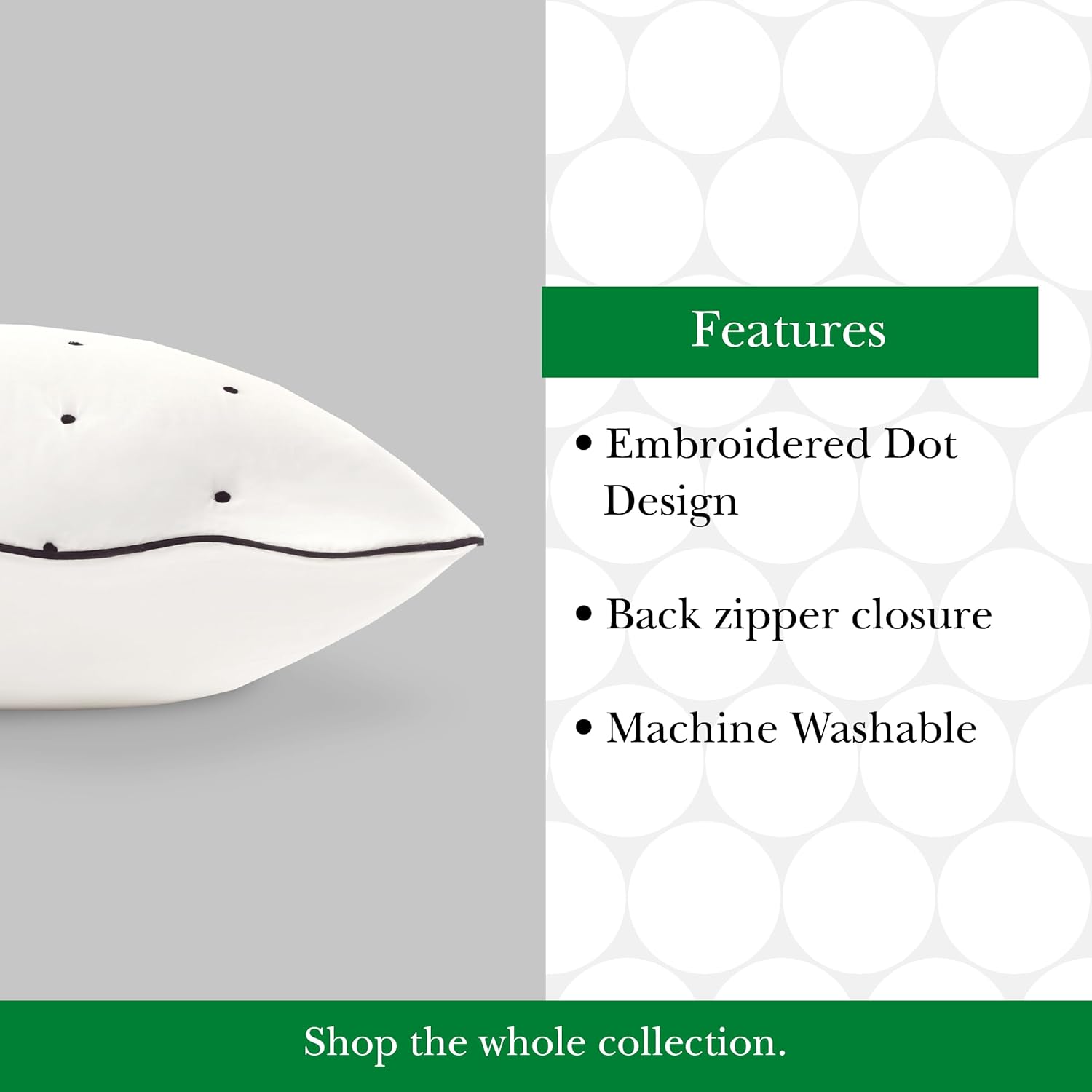 Kate Spade New York Scalloped Edge Euro Sham, 26" x 26" Decorative Pillow Cover, Single 100% Cotton Cover, Machine Washable, Marshmallow - Image 8