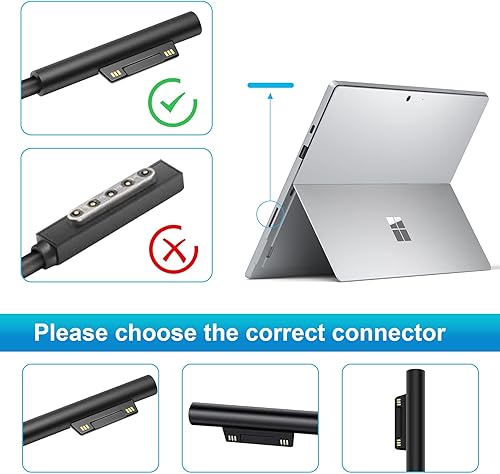 Miniatura 7 de Fancy Buying Cargador de 65 W para Surface Pro 34567 adaptador de fuente de alimentación, compatible con Microsoft Surface Book LaptopTablet,