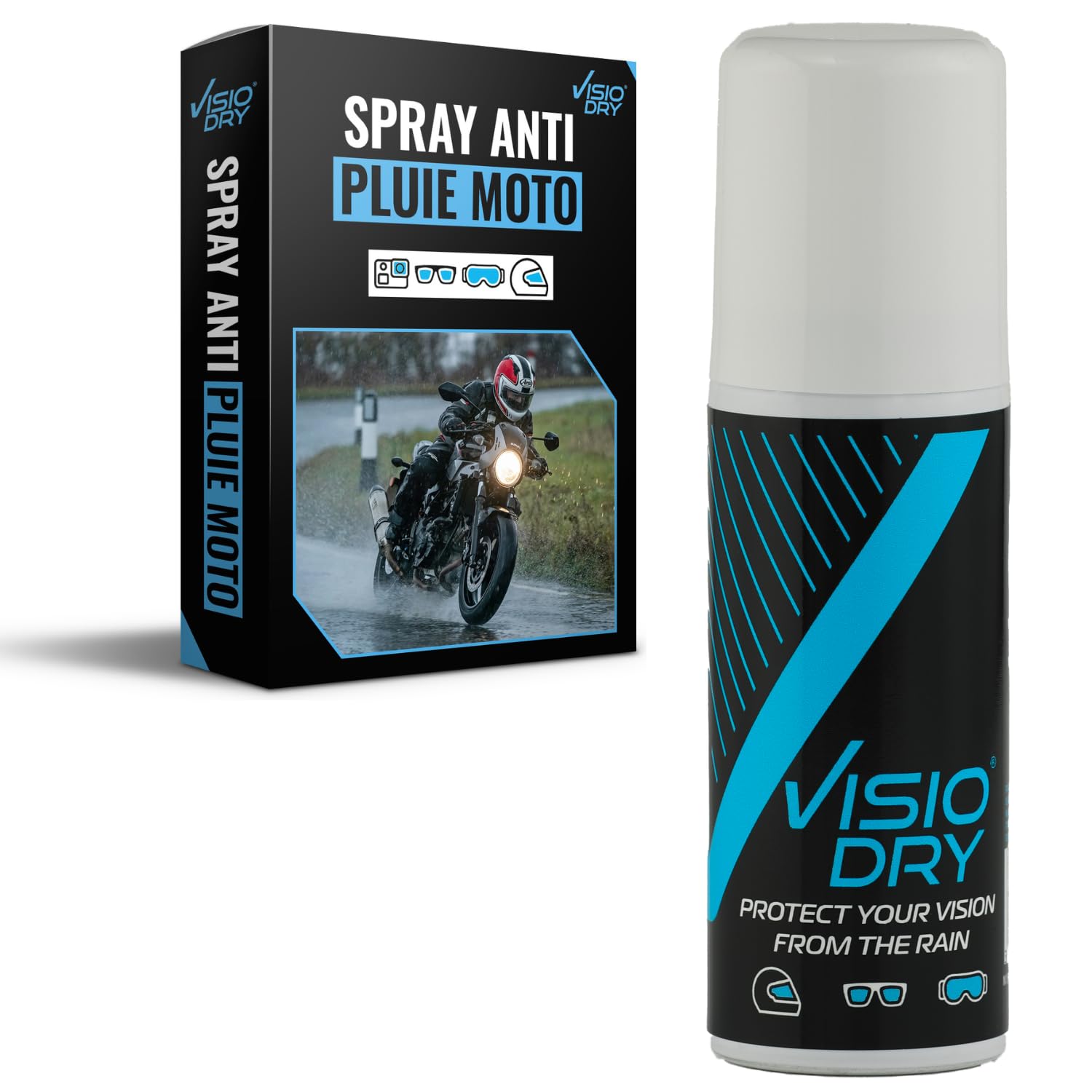 Anti-Rain Motorcycle Helmet Visor Glasses Aerosol Spray 35 ml. Repels Water.
