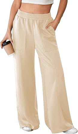 Aleumdr Womens Wide Leg Sweatpants Elastic High Waisted Long Pants Casual Loose Yoga Pants with Pockets 2025