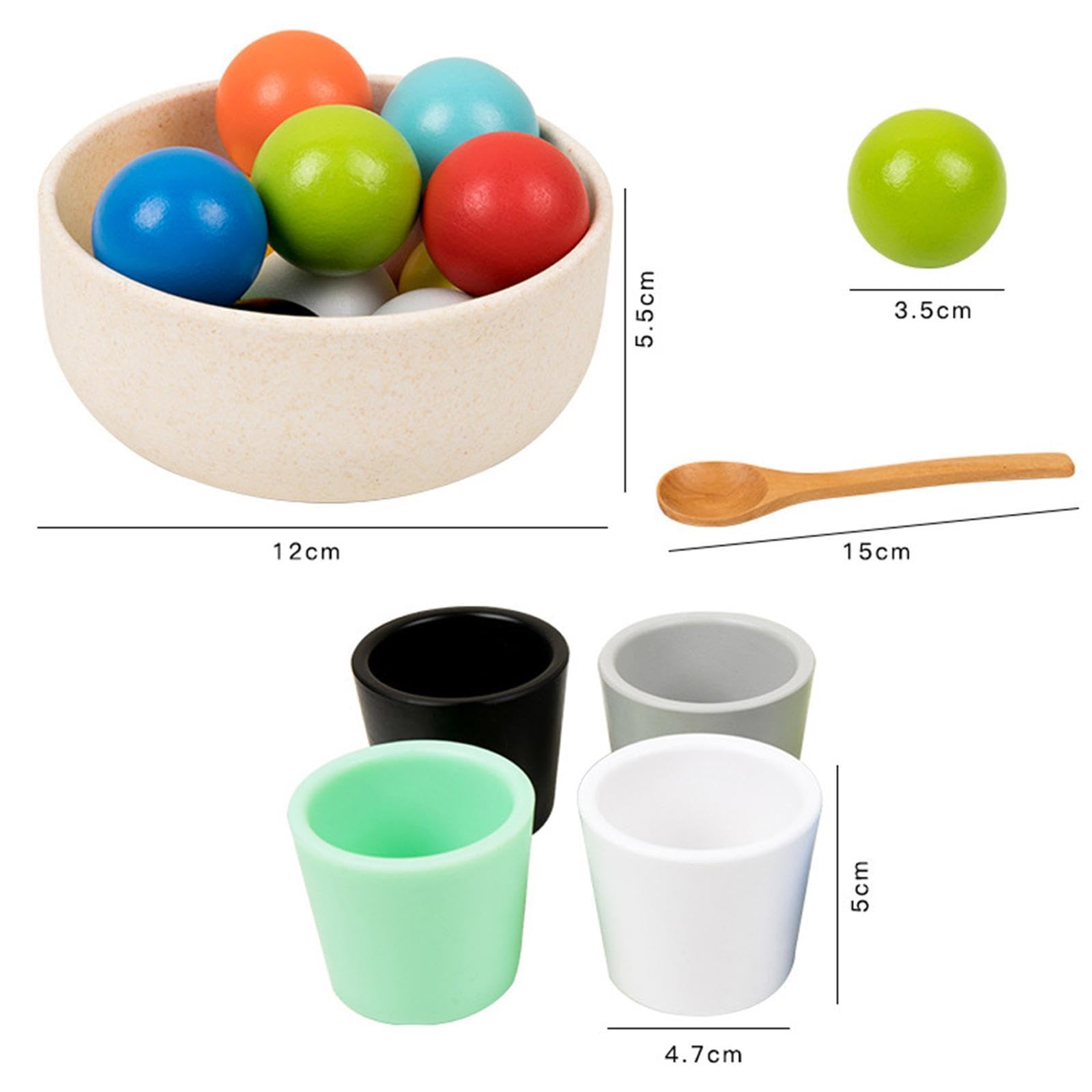 Juego de Clasificación de Colores de Bolas de Madera en Vasos para Niños
