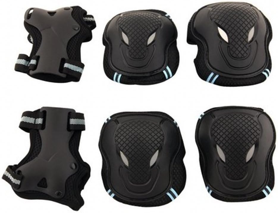 Fvstar Knee Pads 6 in 1 Thicken Elbow Wrist Protective Gear for Skateboard Cycling Roller Skating Outdoor Sport Blading (Blue, M๏ผ9-13 years old)