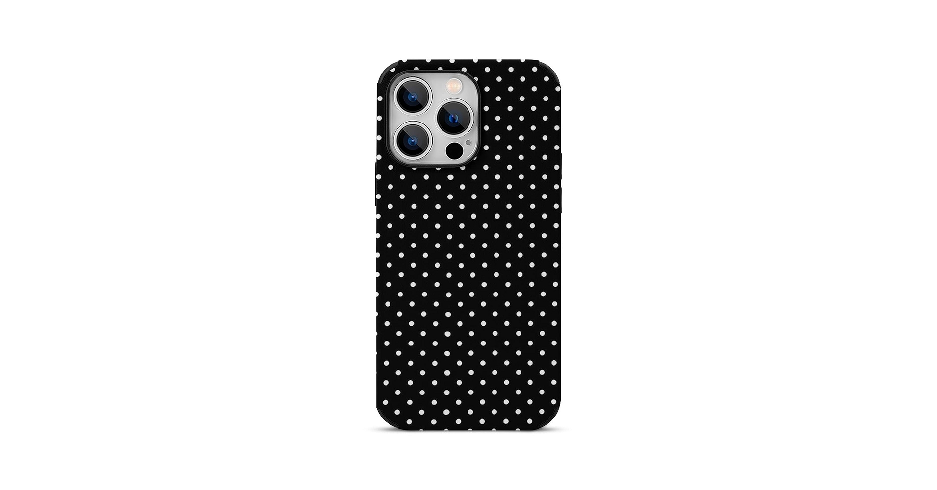 Black and White Polka Dots Printed Fiber Skin Case for