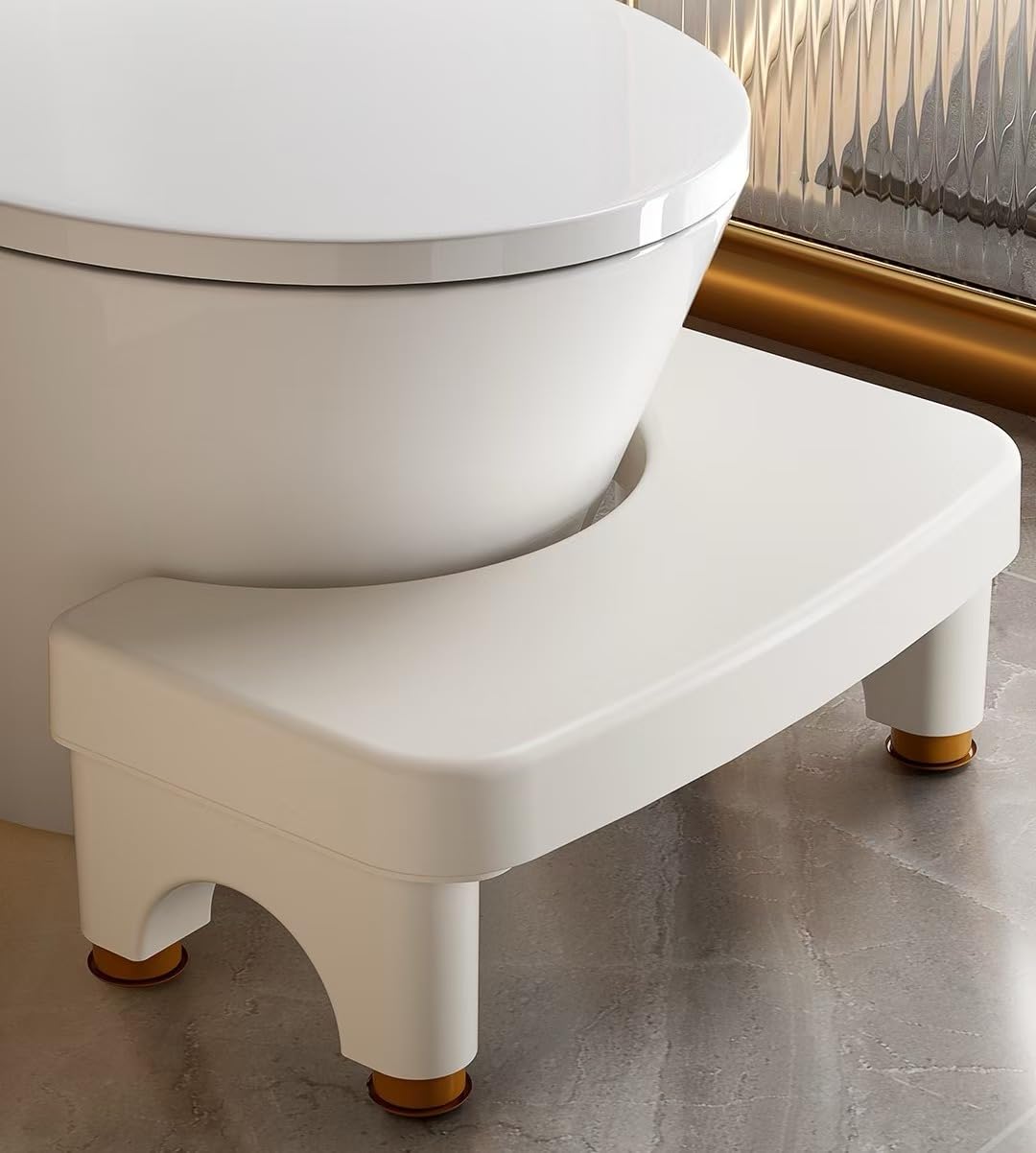 Verstellbarer Toilettenhocker für Erwachsene – Rutschfester Squatty Töpfchen-Tritthocker 15,2 cm - 22,9 cm Höhenoptionen, Badezimmer-Hilfe für komfortable Darmbewegung, Weiß