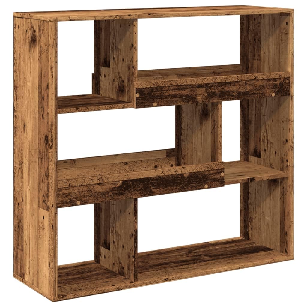 Estantería para libros de madera antigua ideal para separar ambientes en el salón moderno