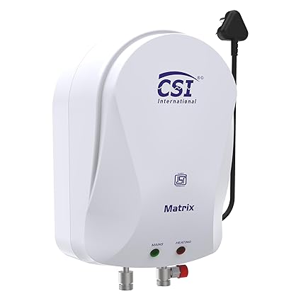 CSI INTERNATIONAL Instant Water Geyser 3 L | Geyser for Bathroom | Portable Water Heater | Tank Made of Stainless Steel | 1 Year Warranty | For Home Office Restaurant etc - White