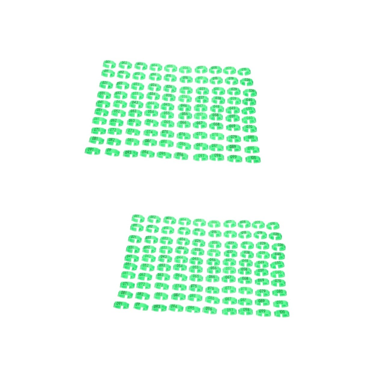 BESPORTBLE 200pièces Anneaux Numérotés Pour Poules Bracelets Identifiants De Volaille Vert Pour De Poules Canards Et Marquage Âges Et Séparation Élevages