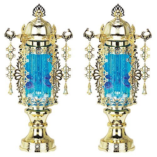 盆提灯 光妙灯 ゴールドブルーバブル ヨーラク付(一対) No.9