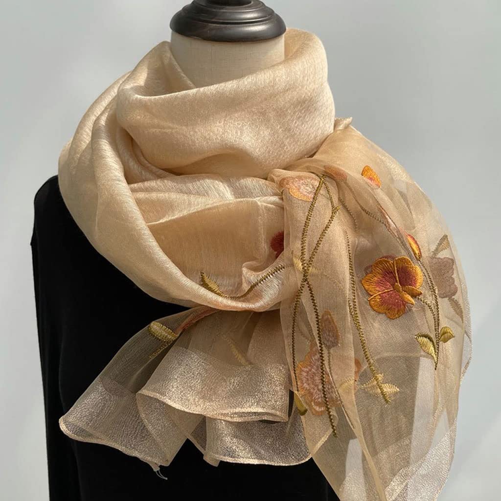 Sciarpa Scialle Sciarpa di lana di seta Sciarpa florak stampa ricamo sciarpe moda donne sottili involucri lunghi sciarpe autunno e inverno scialle di seta Stola Elegante