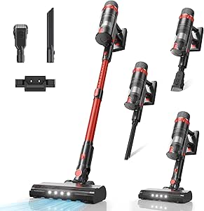 Aspiradora sin Cable, 48KPA/70Mins Escoba Aspiradora sin Cable con Pantalla Táctil LED/Cepillo Anti-Enredo Mejorado,Aspirador Vertical con Autoportante,Aspiradora para Suelo/Alfombra/Pelos de Animales0