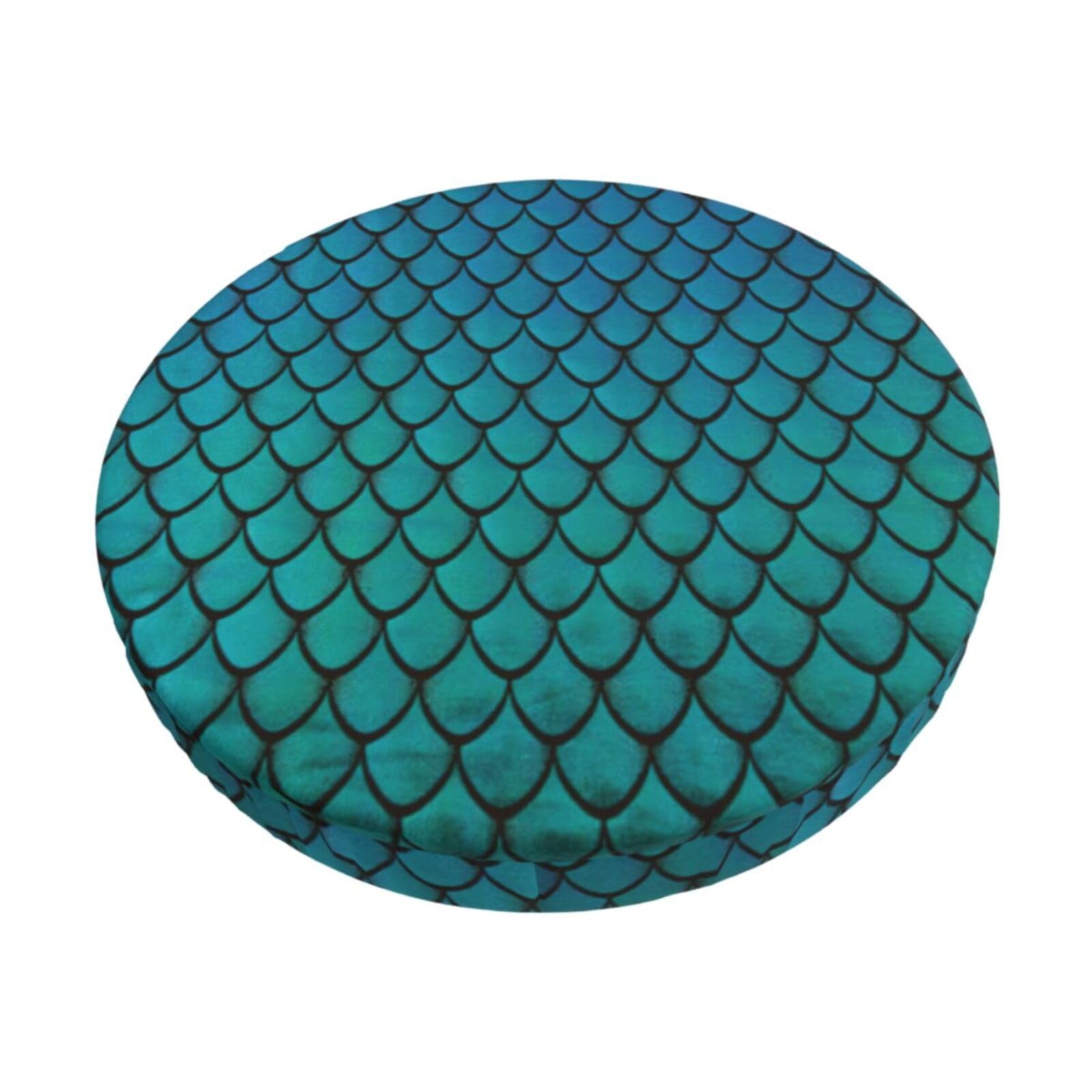ACVnbm Blue Fish Scale Print Round Bar Chair Cushion Cover, Elastic Chair Protector For Kitchen Bar Dining
