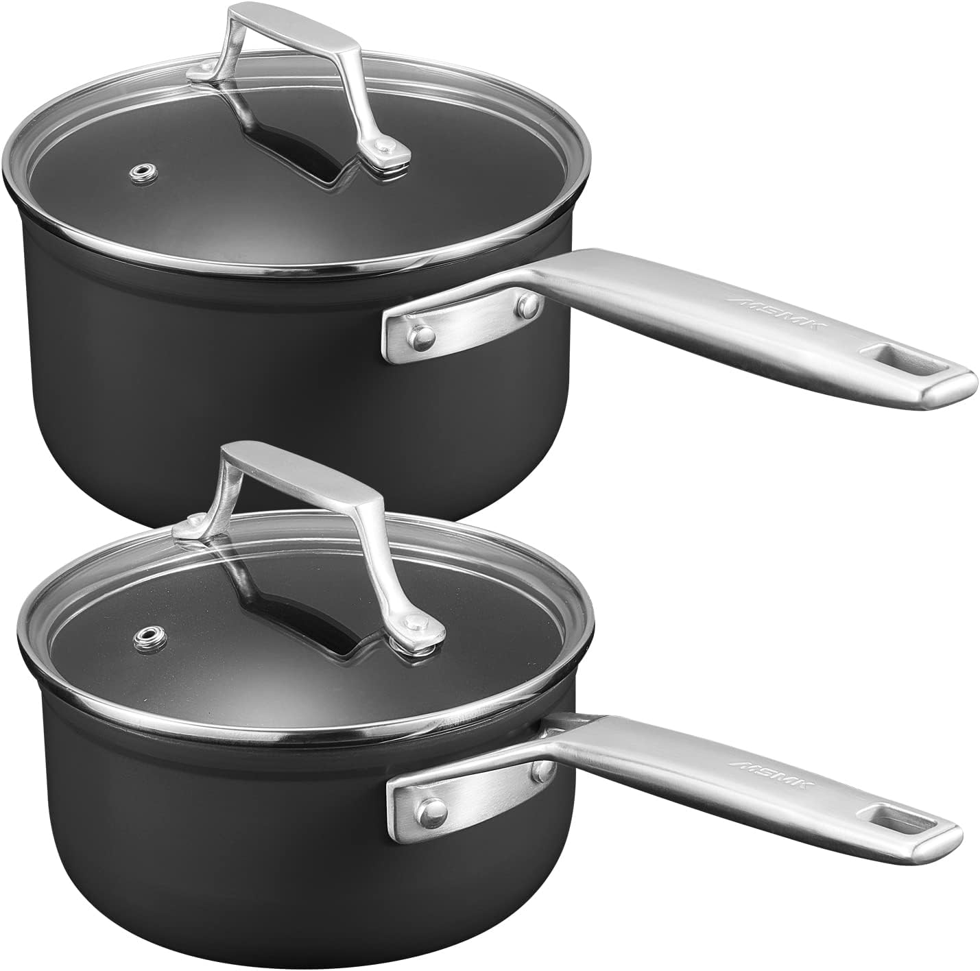 MSMK 1.5 Quart Saucepan and 2.5 Quart Sauce Pan Set Non Stick, Scratch-resistant, Induction Cooking Pot PFOA Free for All Stove Tops