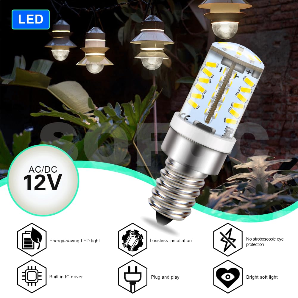 SOFOC E12 12V 2W Biały T15 Silikon Świeca Żyrandol/Kominek 10Pcs