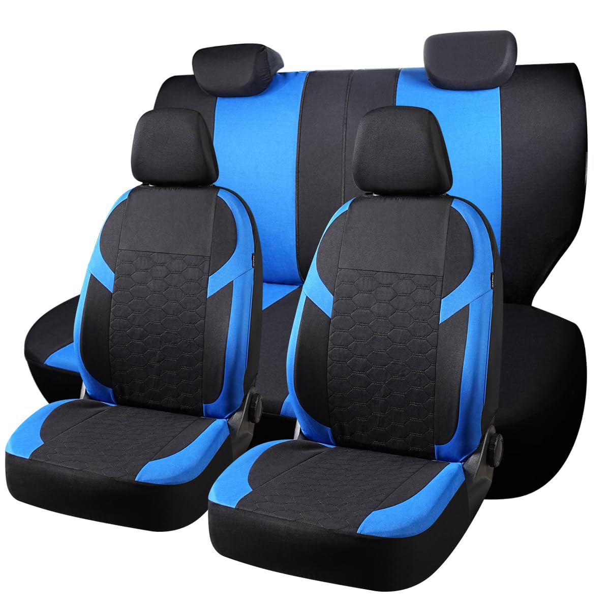 Fundas de asiento de coche para Dacia Duster Jogger Logan Logan Stepway Sandero Sandero Stepway – Juego completo de protectores de asiento de poliéster (azul)