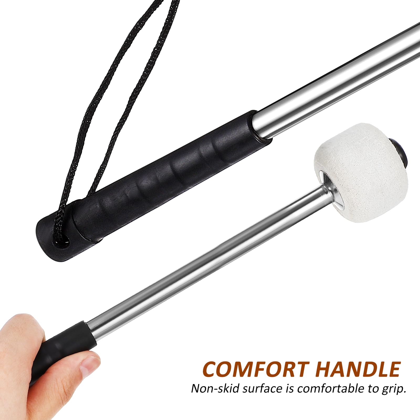 Vaguelly 2 Stück Drum Mallets Mit Filzkopf Und Edelstahlgriff Leichte Trommelstöcke Für Schüler Und Erwachsene Tragbare Percussion Schlägel Für Schlagzeug Übung Und Marschtrommel