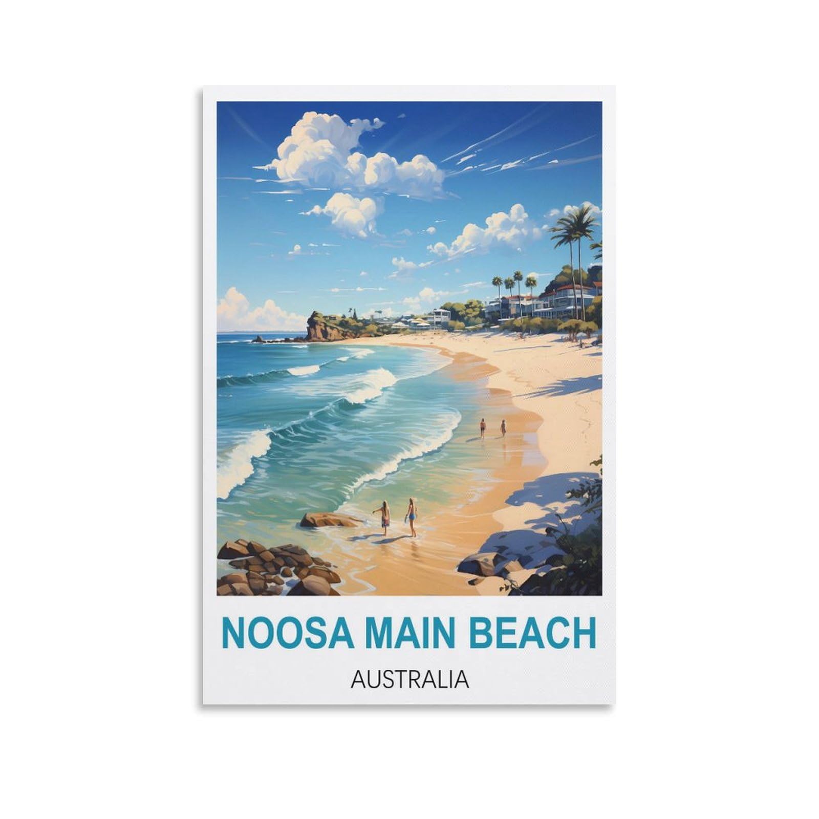 HWJJUII Noosa Main Beach Australia Vintage Travel Poster 16x24inch(40x60cm) Canvas Wall Posters And Art Picture Print Modern Family Bedroom Decor Posters
