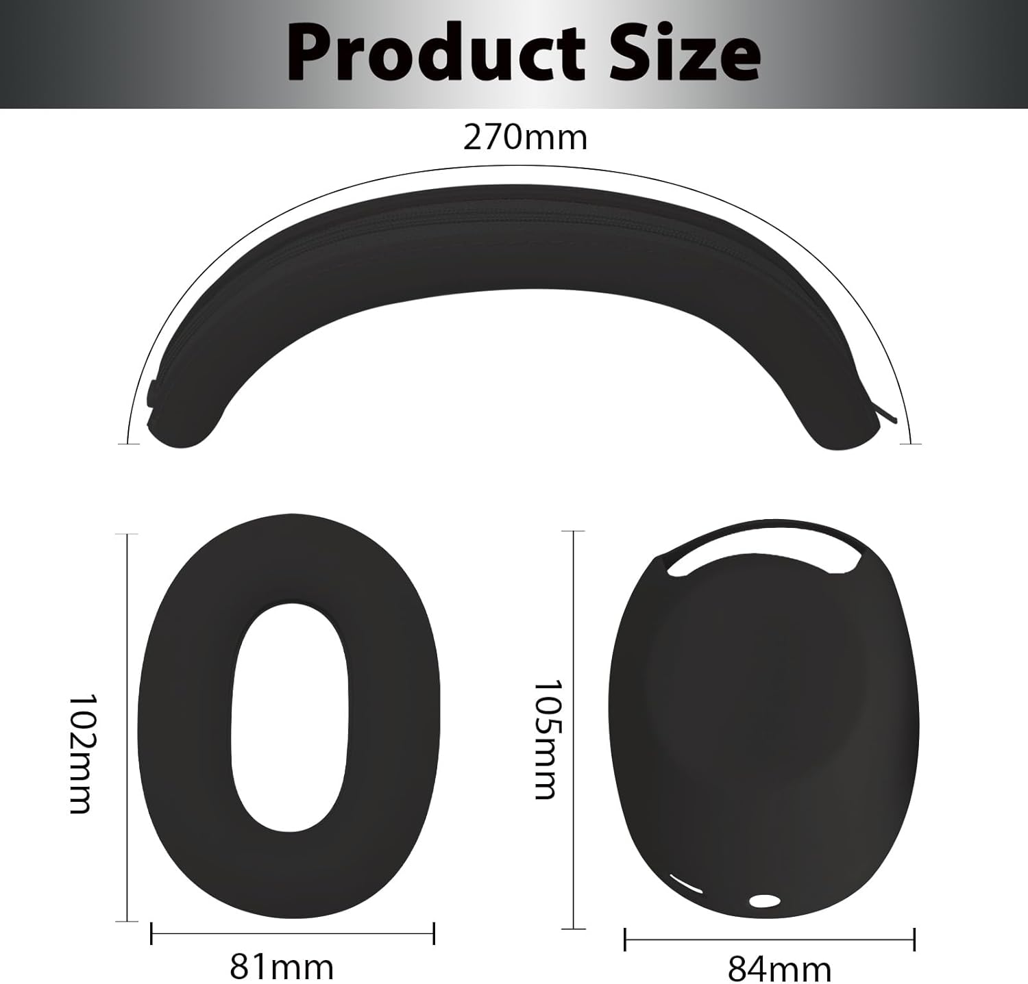 Adhiper 3-in-1 Silicone Sweat Case Cover for Sony WH-1000XM6 Headphones, XM6 Covers Accessories Silicone Ear Pads Covers & Headband Cover & Ear Cups Protector, Washable & Sweatproof - Black - Image 4