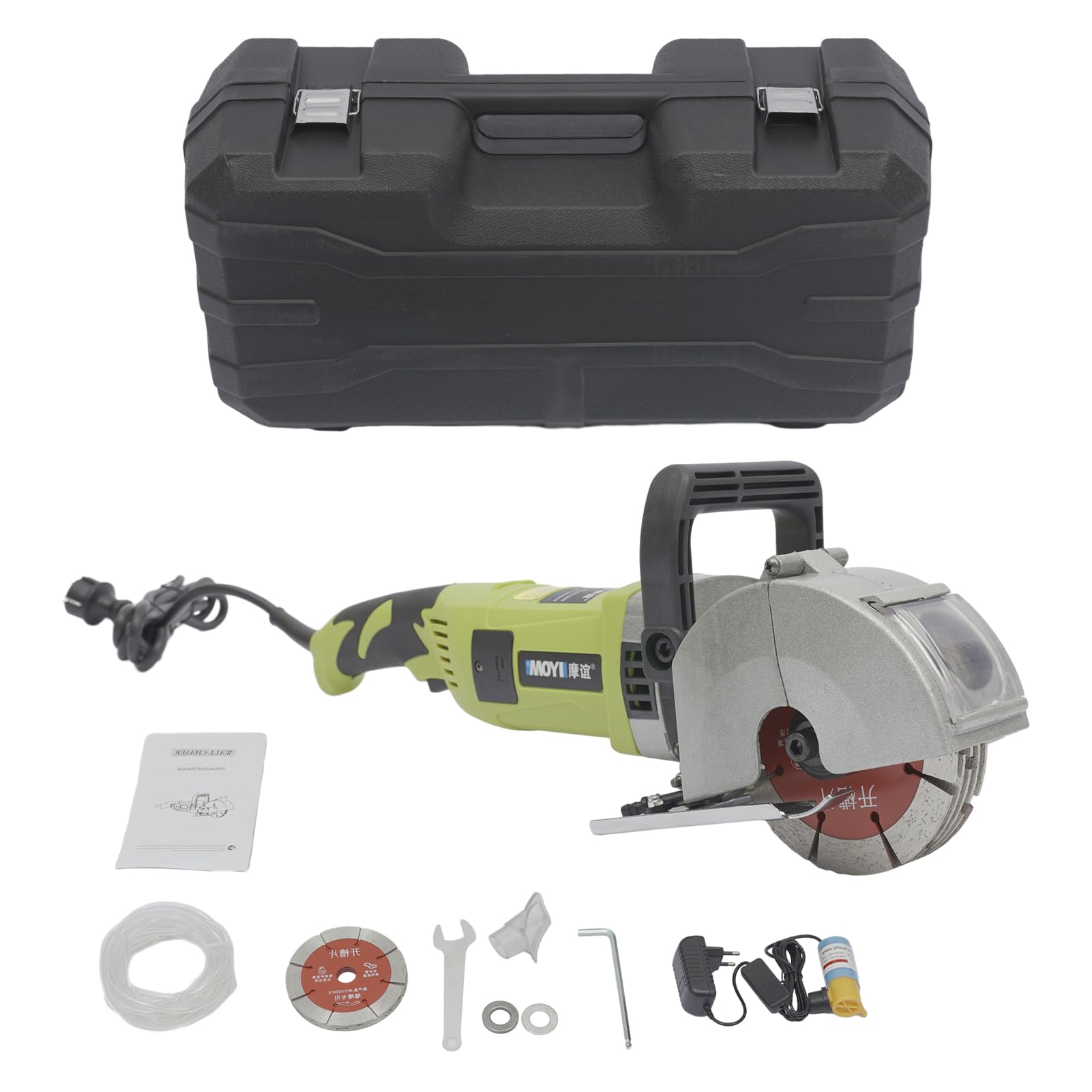 Fresa ranuradora de muros, 4000 W, 220 V, con 5 hojas de sierra, 6500 rpm, ángulo de ranura de 360°, fresadora eléctrica (incluye bomba de agua de 30 W, profundidad de fresado de 37 mm, ancho máximo