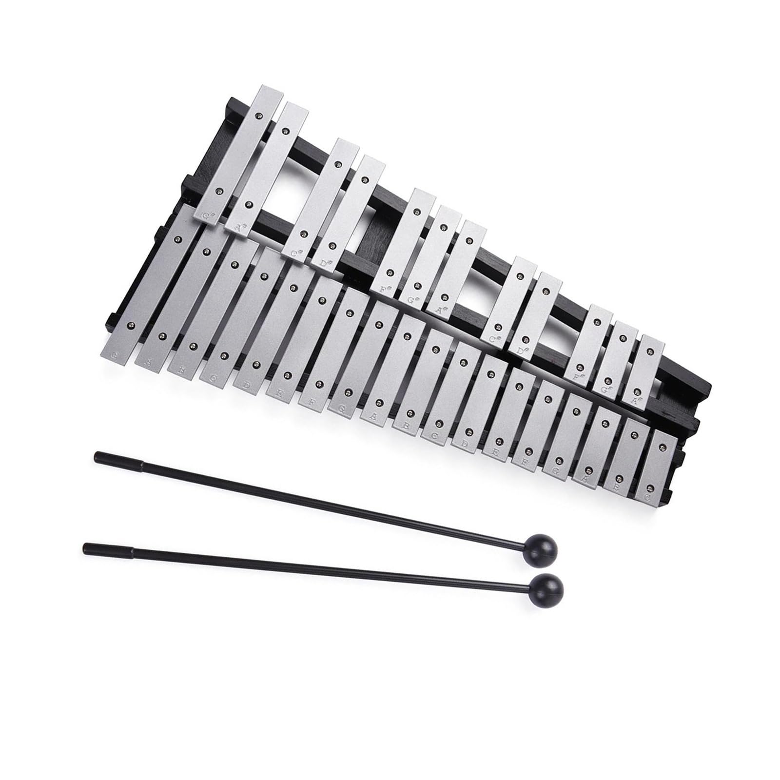 Instrumento de percusión de varilla de aluminio con marco de madera Glockenspiel compacto plegable de 30 notas Kit De Glockenspiel Profesional