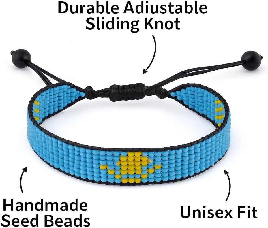 Kazakhstan Flag Bracelet, Adjustable, Boho Style Rope Bracelet for Women, Men, Thread String - Image 2
