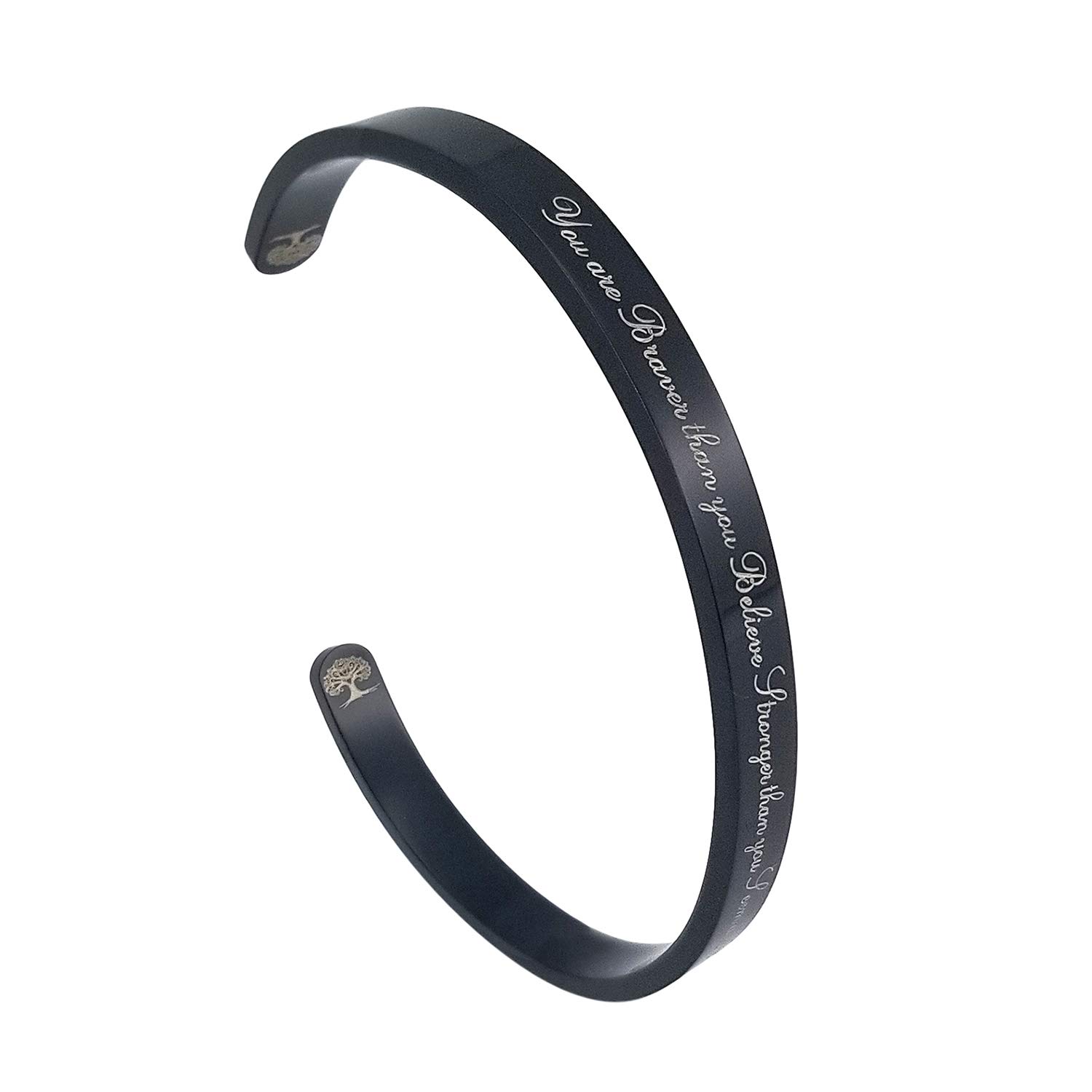 Charm Adjustable Strand Black Cuff Stainless Steel Bracelet Inspired Jewelry