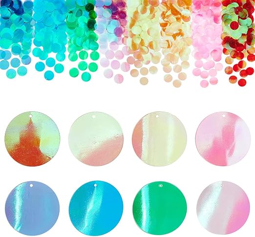 PH PandaHall 240g Large Sequins for Crafts, 8 Colors Flat Round Sequin Paillettes PVC Loose Sequins and Spangles for Embroidery, Applique, Knitting, Arts, Crafts, and Embellishment
