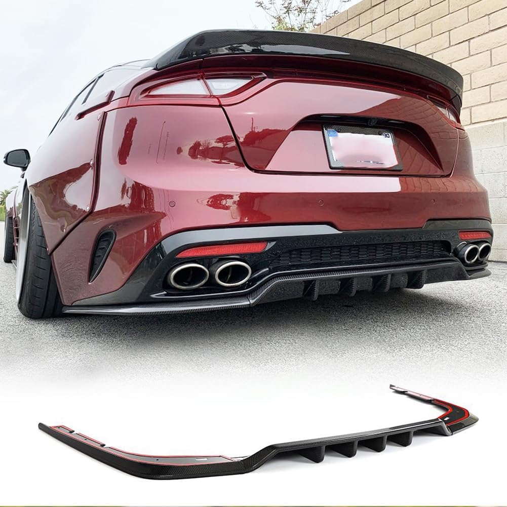 Carbon Fiber Rear Diffuser for Kia Stinger 2018-2023 High-Stiffness Lightweight Design, Tape & Screw Mount, Sport Performance Upgrade for Tuning Enthusiasts