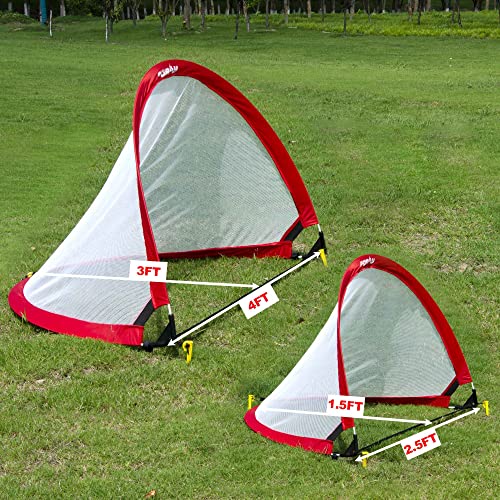 Porayhut Pop Up Soccer Net Soccer Goal For Kid Easy-Up,Set Of 2,Portable 210D Oxford With 8 Field Marker Cones & Extra Stakes,Fun For Backyard And Soccer Training Net #TOP2
