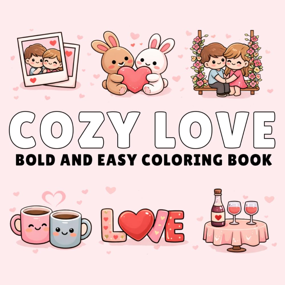 Cozy Love: Coloring Book Featuring Bold & Easy Cute Designs for Relaxing Stress-Free Coloring