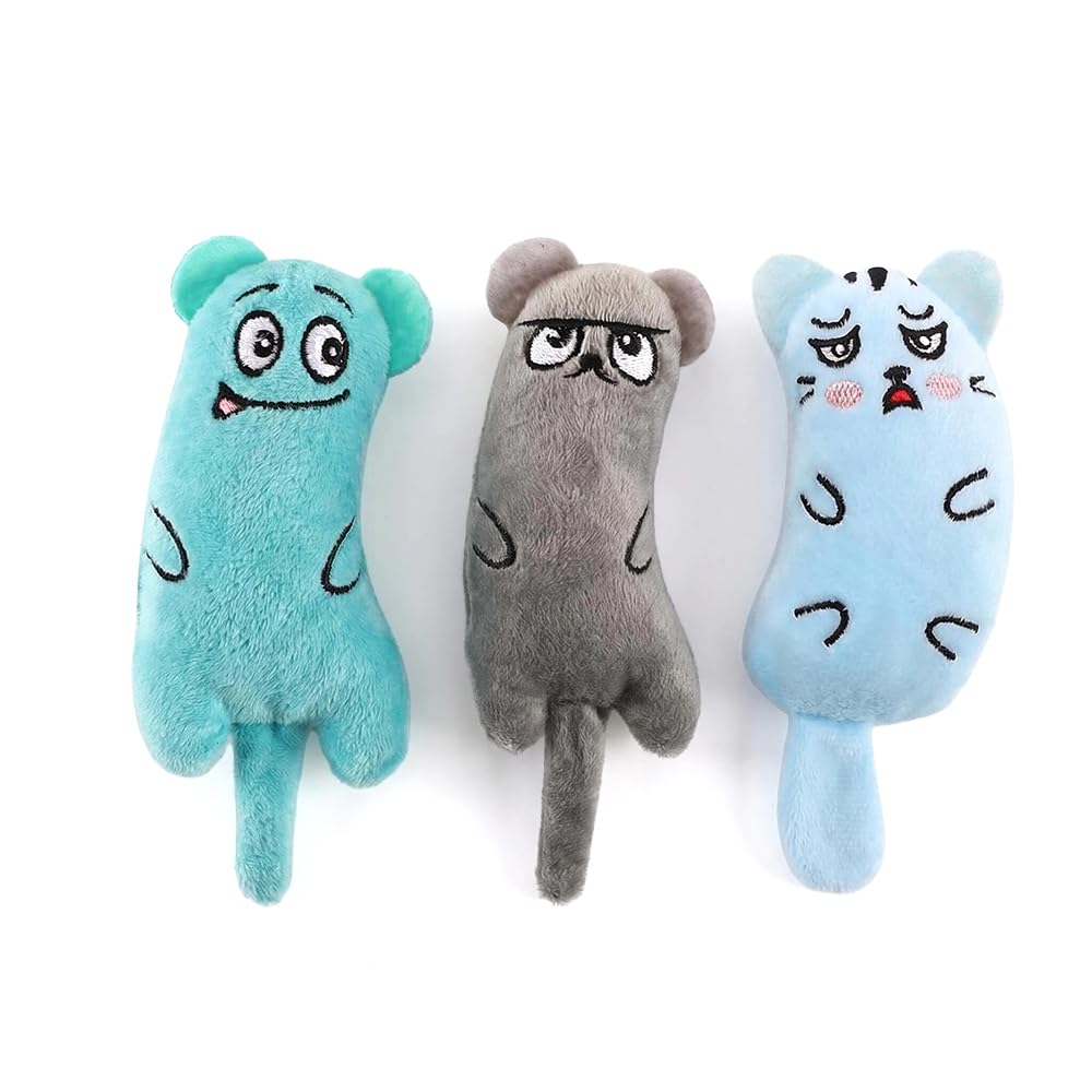 3Pcs Catnip Toys , Interactive Teeth Cleaning Plush Toys for Indoor Cats