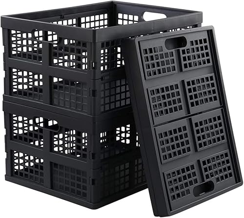 Paquete de 3 cajas de almacenamiento plegables de plástico de 30 L, cesta plegable