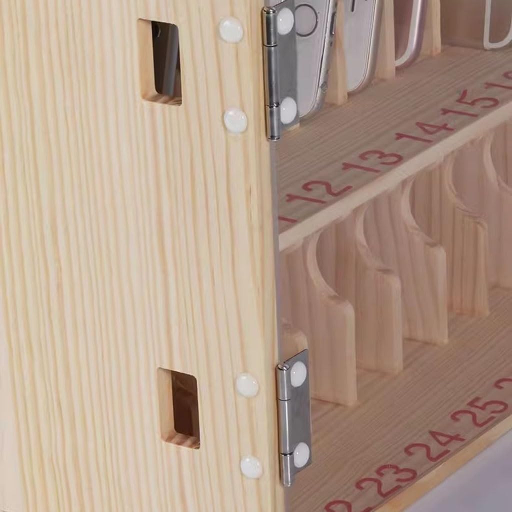 36 Slots Wooden Mobile Phone Storage Cabinet - Wall-Mounted Locker with Lock for Schools, Offices, and Classrooms