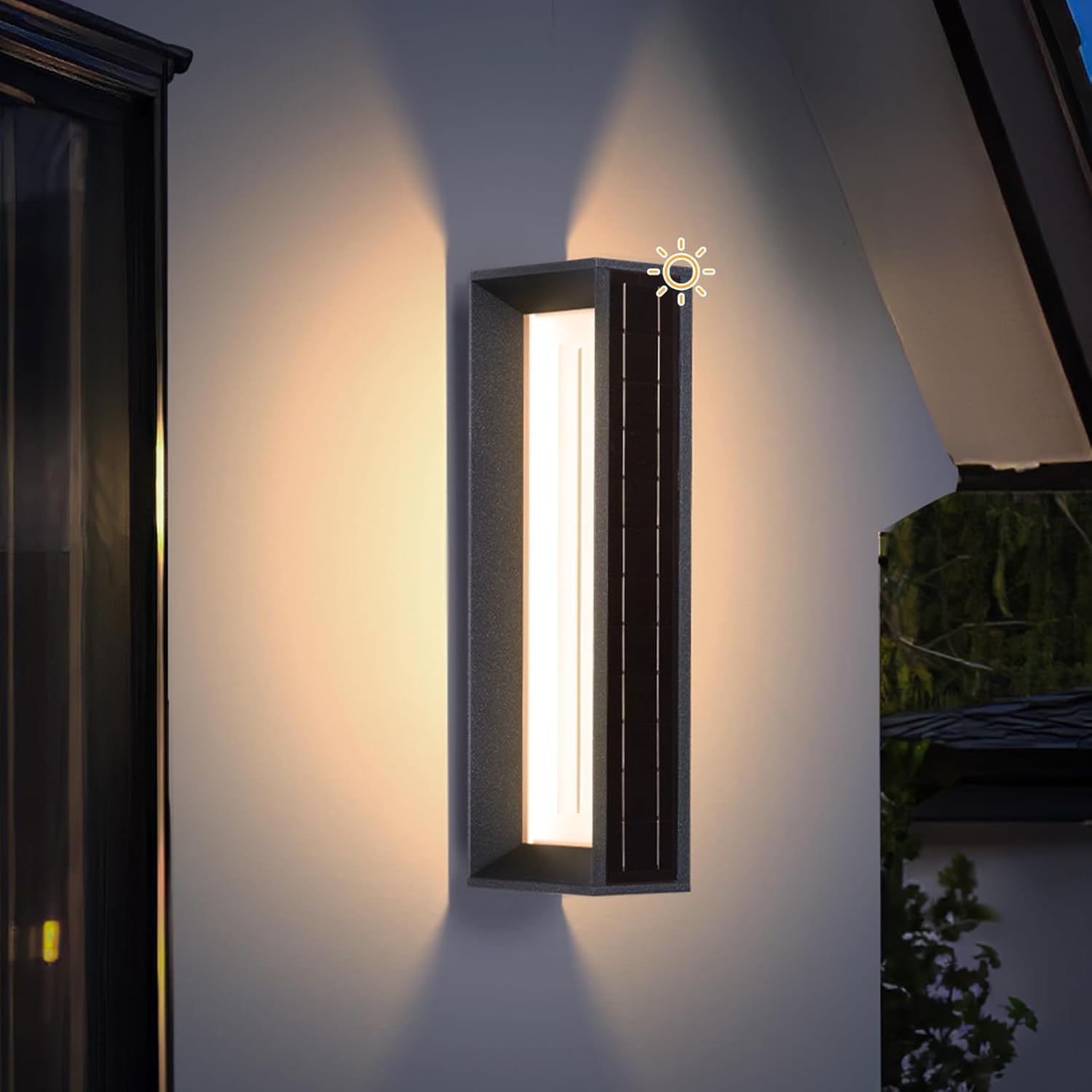 MVBT 20.5" Solar Wall Lights Outdoor Waterproof, 1 Pack Solar Wall Sconces Lights Outdoor, 3000K LED Modern Porch Light, Front Door Light Fixture Dusk to Dawn, Large Exterior Garage Light for House