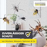 EASYmaxx Fliegengitter für Fenster mit Magic Click | Moskitonetz individuell zuschneidbar für alle Fenster bis 150 x 130 cm | Einfache Montage mit 12 Magneten - kein Bohren oder Schrauben [Schwarz]