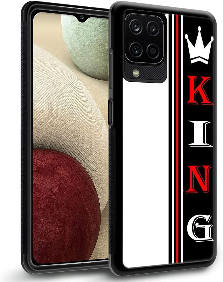 DJSOK Compatible with Samsung Galaxy A12 4G Case,Black and White King Luxury Pattern Design Pattern Back+Soft Silicone TPU Air Pressure Technology Shock Protective Case