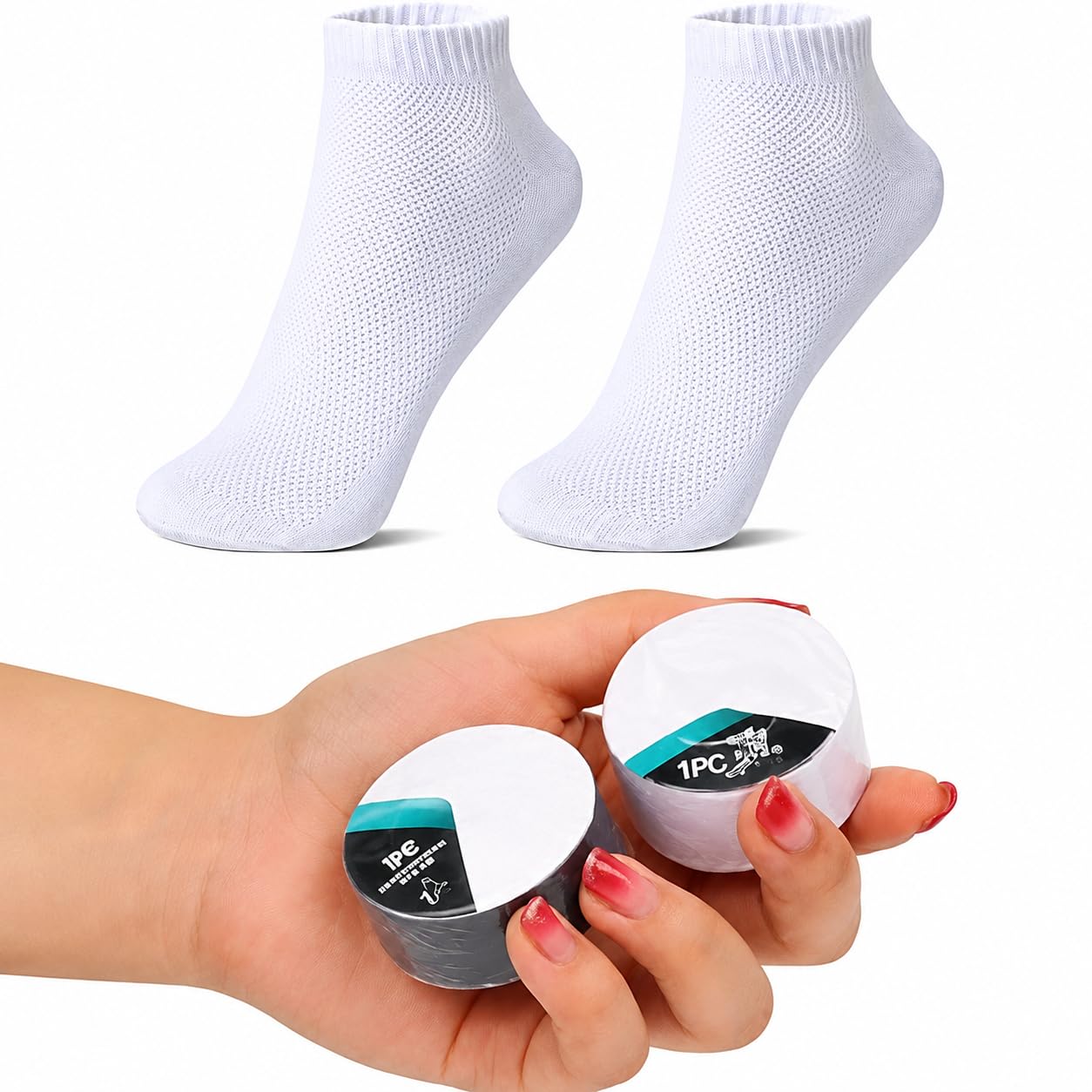 korxelva Pack of 4 Disposable Compressed Ankle Socks | Expandable Cotton Travel Socks | Thin Athletic Running Middle Cut Socks with Heel Tab | Reusable | Unisex for Men & Women | 4 Pair-picture-44