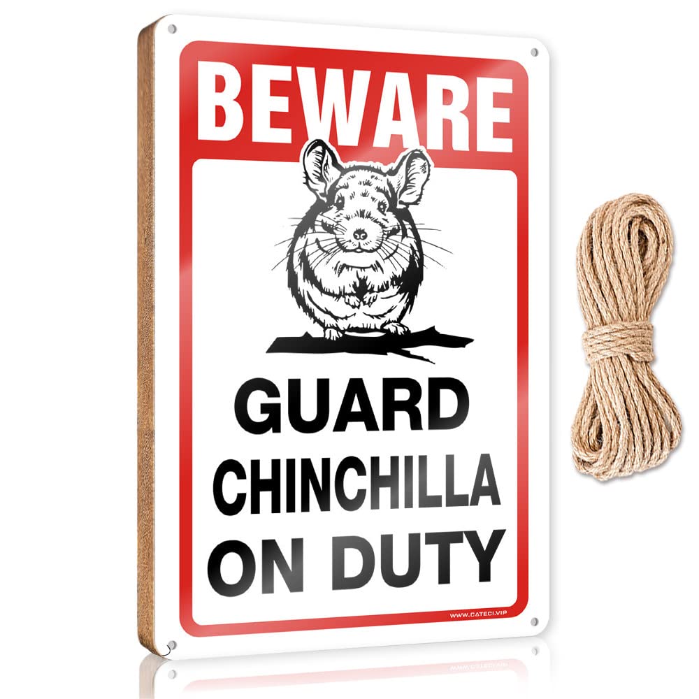 Yyhleh One Color Signs For Kitchen Fall Porch Sign Beware! Guard Chinchilla On Duty Wooden Sign(20X30cm)