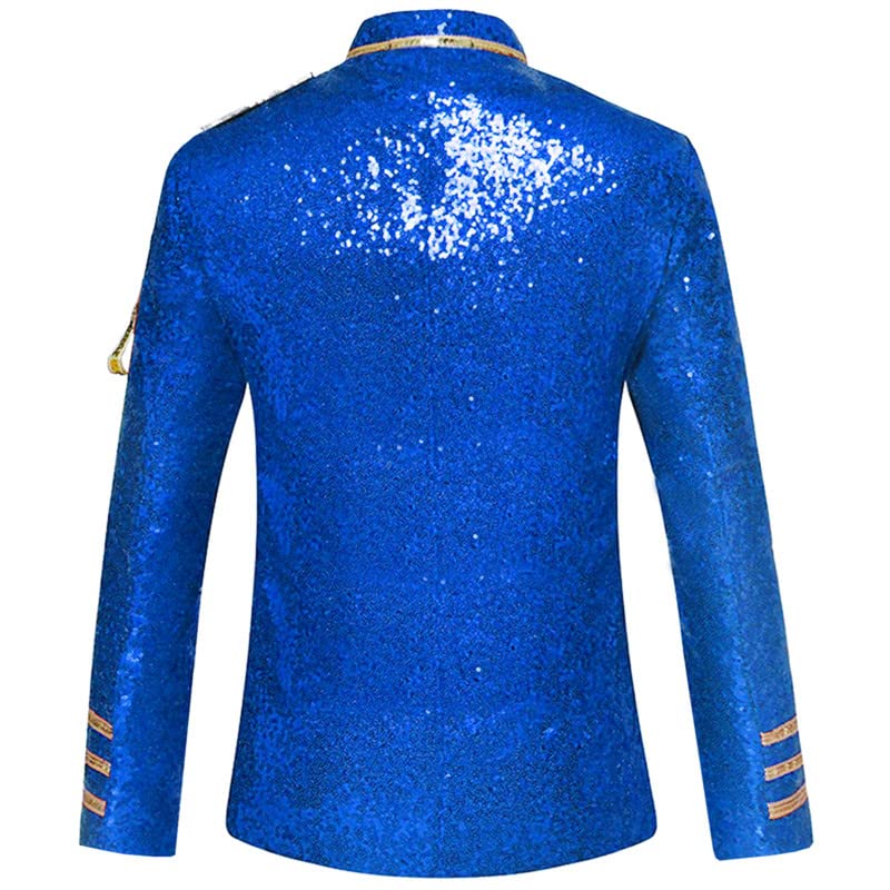 Men's Luxury Suit Shiny Sequin Stylish Military Uniform Blazers Party Prom Vintage Jackets Tops2